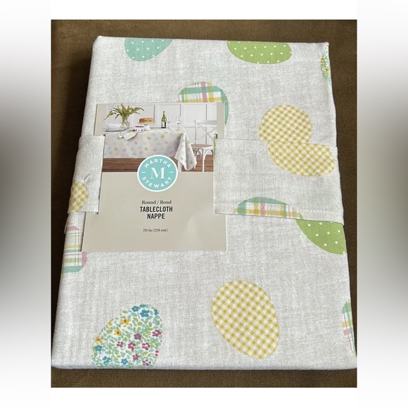 Other - Martha Stewart Easter Eggs Theme Tablecloth 70” Round New Pastel